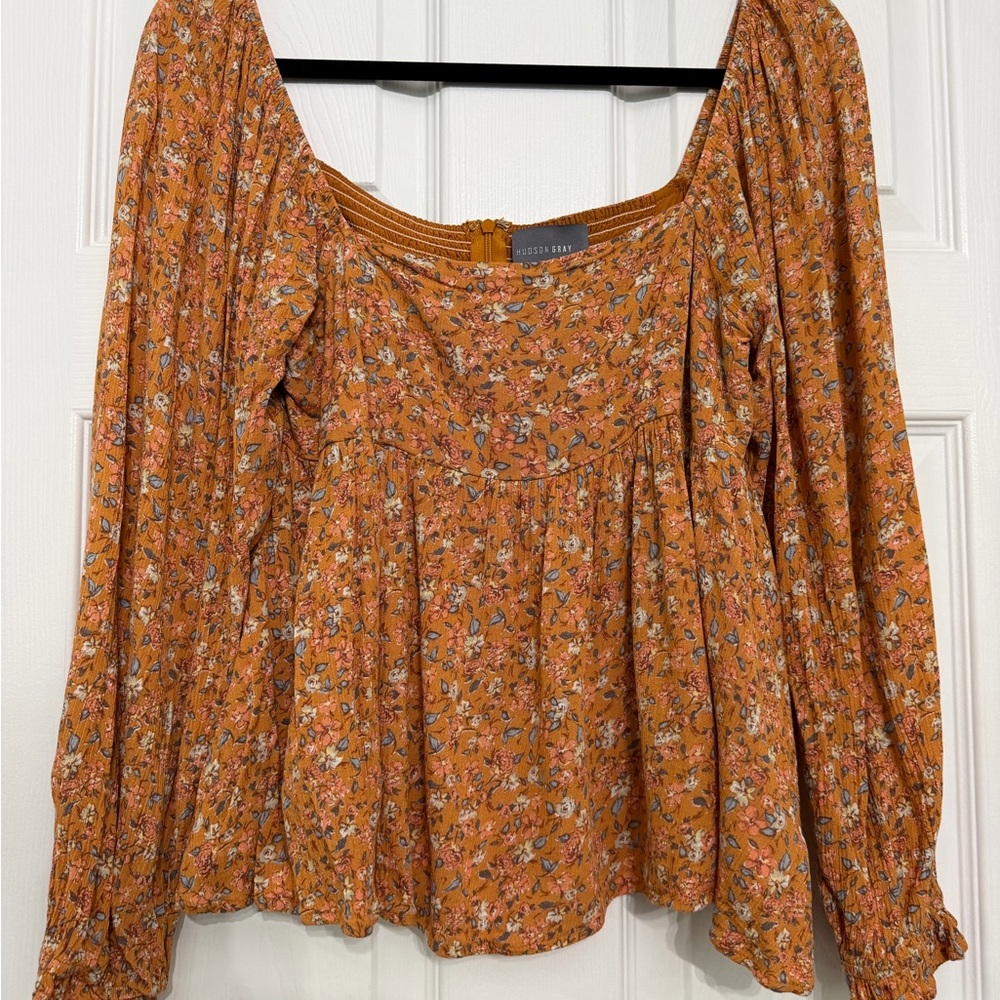 Boho Floral Blouse - Rust